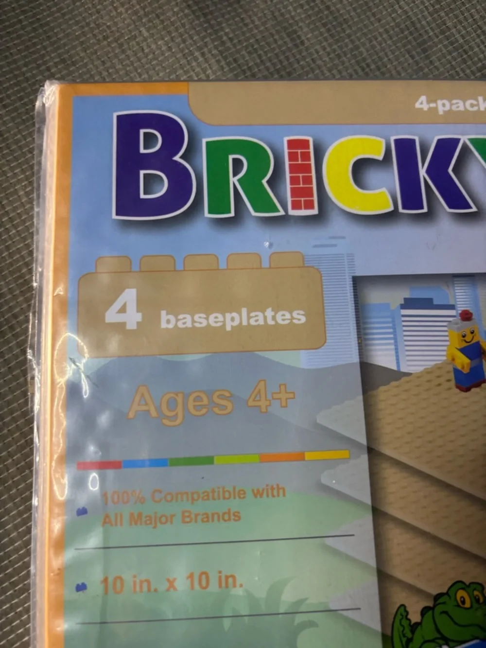 4-Pack Tan Building Baseplates for Kids